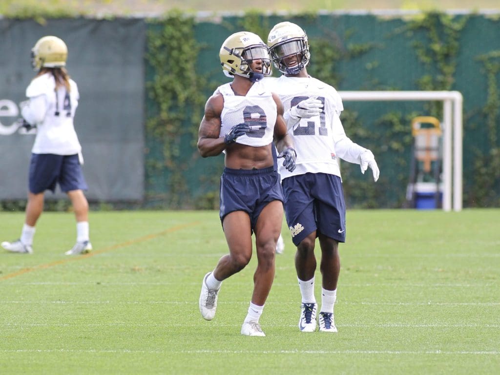Jordan Whitehead & Malik Henderson during the first day of practice (Photo by: David Hague)