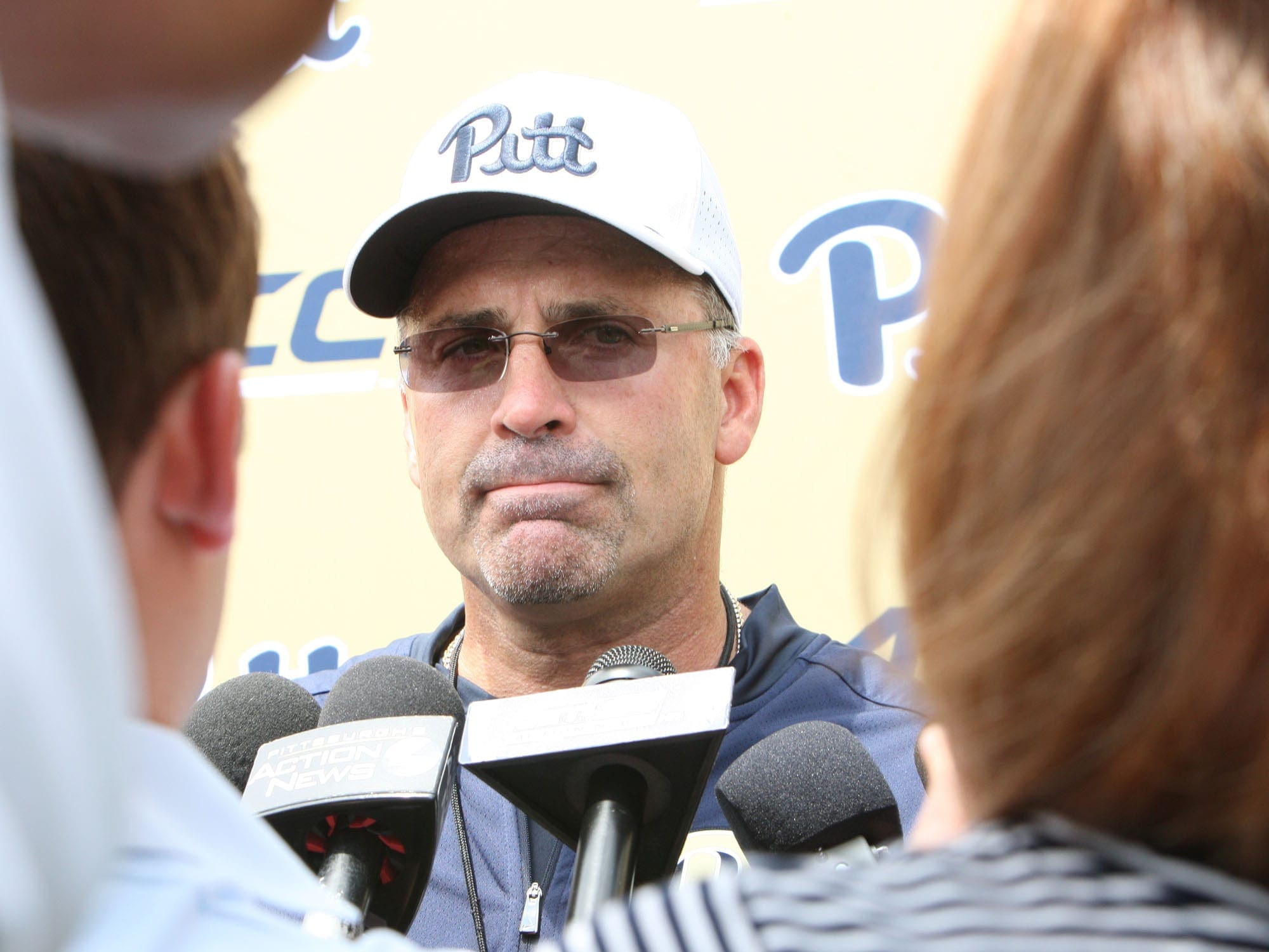 Coach Pat Narduzzi answers a few questions after Day 1 Practice (Photo credit: David Hague)