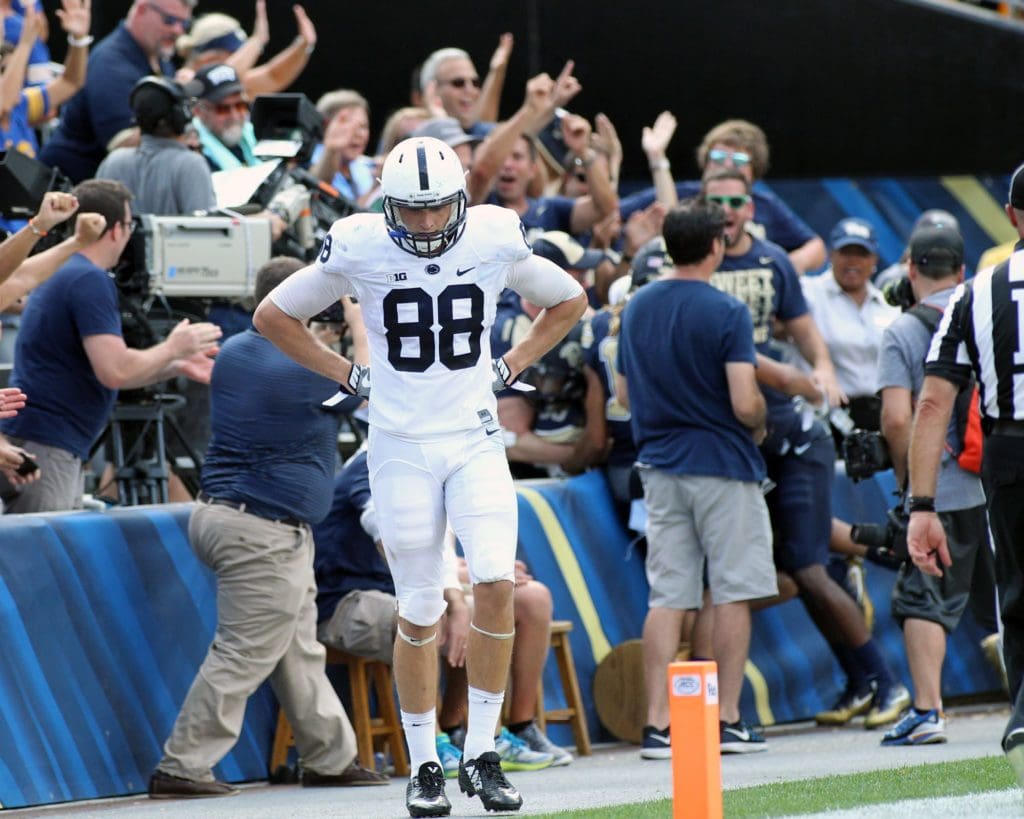Mike Gesicki after INT in final mins September 10, 2016 (Photo credit: David Hague)