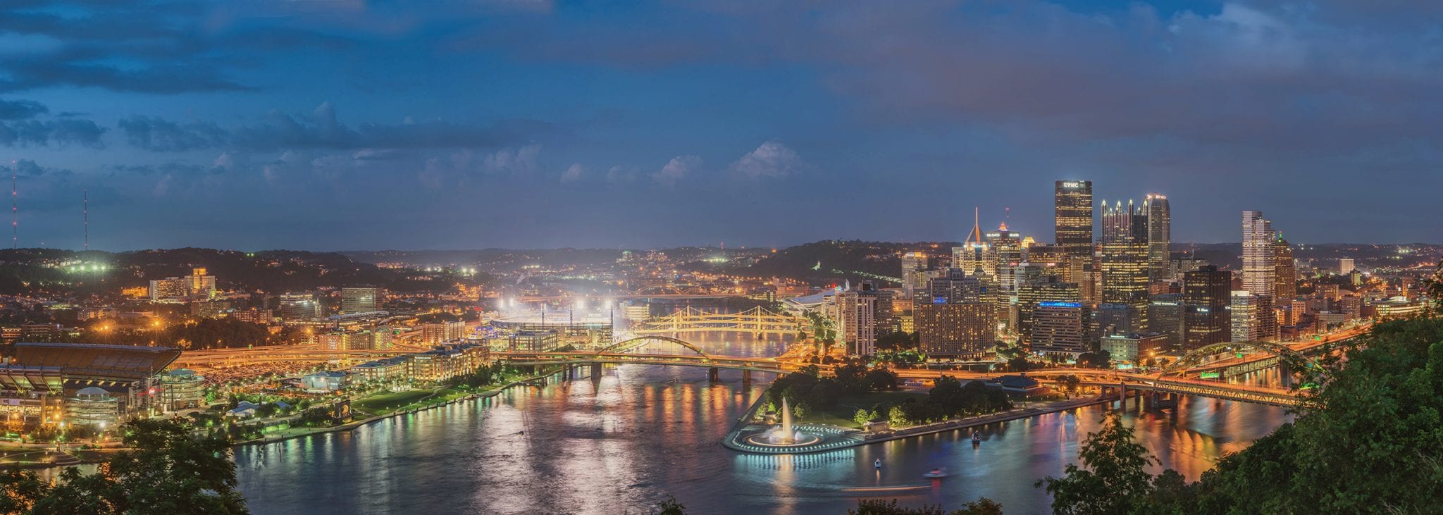 Panorama of Pittsburgh during the blue hour from Mt. Washington -- DAVE DICELLO / Used under license