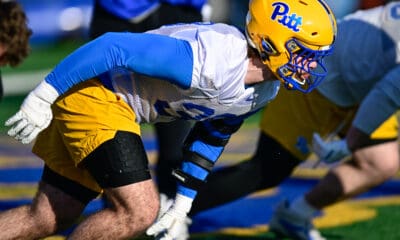 Pitt defensive end Maverick Gracio during spring practice on March 11, 2025 / Ed Thompson. PSN.