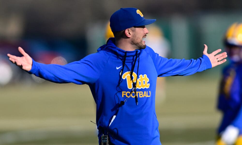Pitt tight ends coach Jacob Bronowski. April 24, 2025 / Ed Thompson. PSN.
