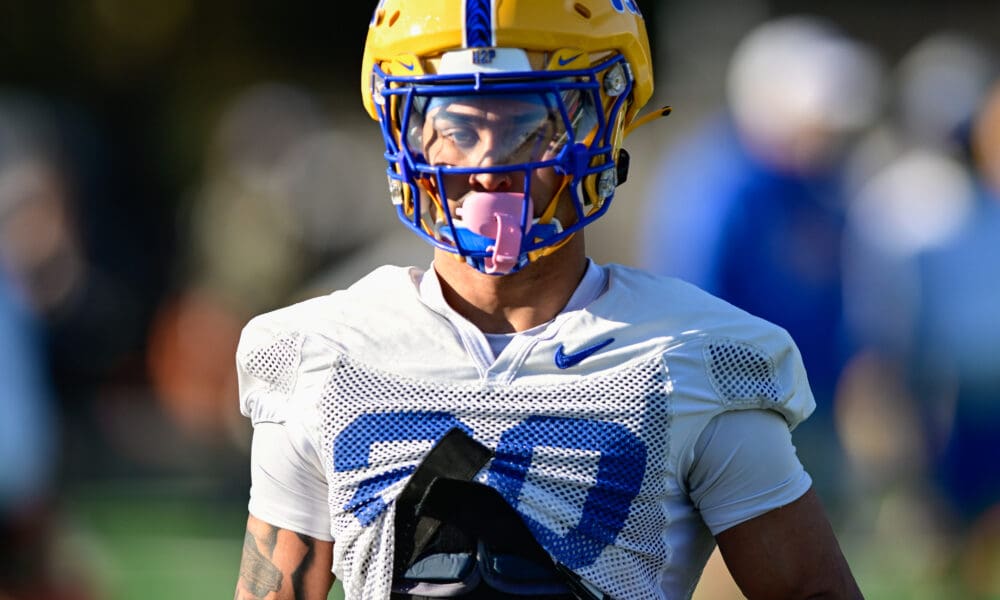 Pitt safety Kavir Bains-Marquez. March 11, 2025 -- Ed Thompson / PSN