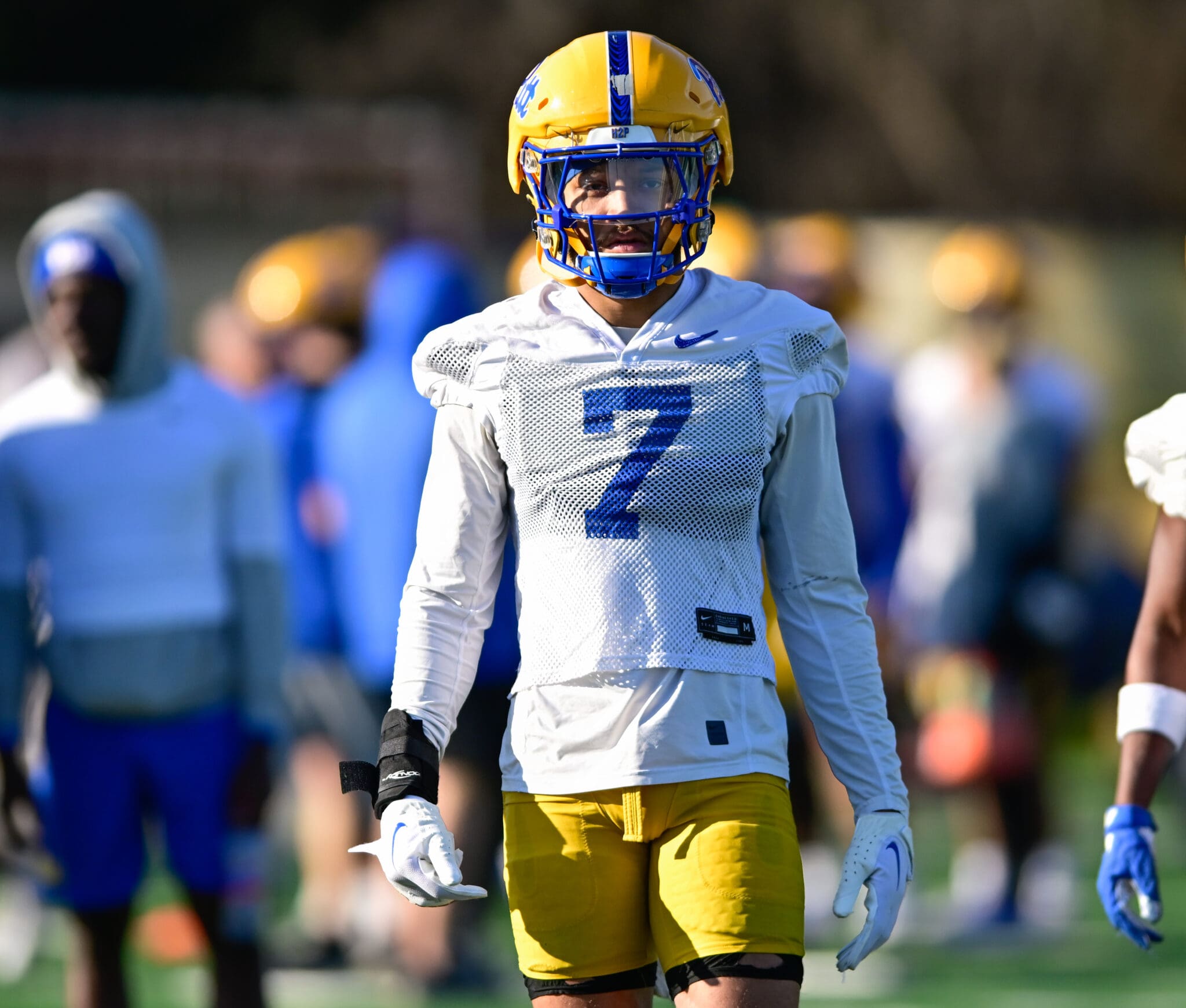 Pitt safety Javon McIntyre during spring camp. March 11, 2025 -- Ed Thompson / PSN