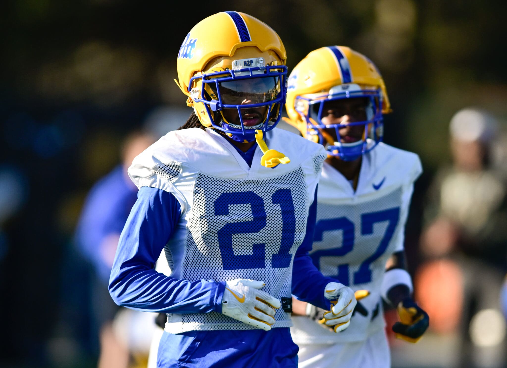 Pitt cornerback Shadarian Harrison was one of the top risers during spring camp. March 11, 2025 / Ed Thompson. PSN.