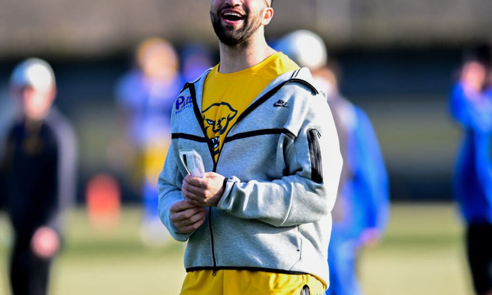Pitt football's Anthony Johnson now serves on the staff in a player personell role. March 13, 2025 / Ed Thompson. PSN.