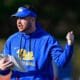Pitt offensive coordinator Kade Bell at spring practice on March 13, 2025 / Ed Thompson. PSN.