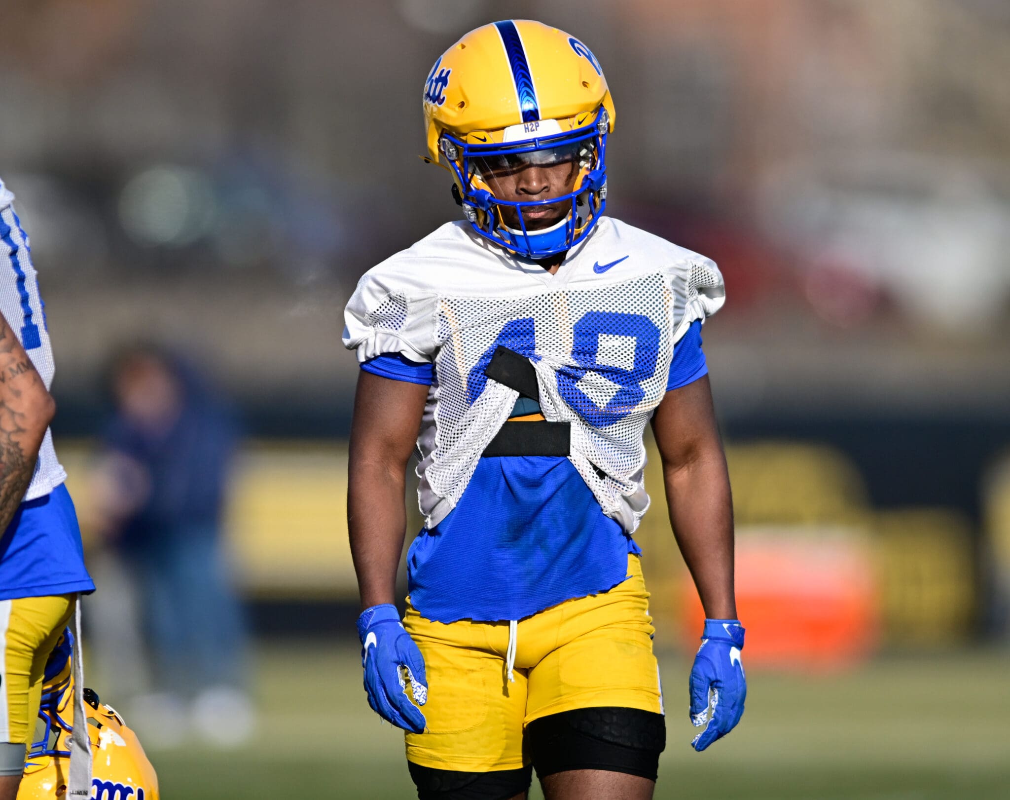 Pitt defensive back Matthew Amofa during spring practice on March 13, 2025 -- Ed Thompson / PSN