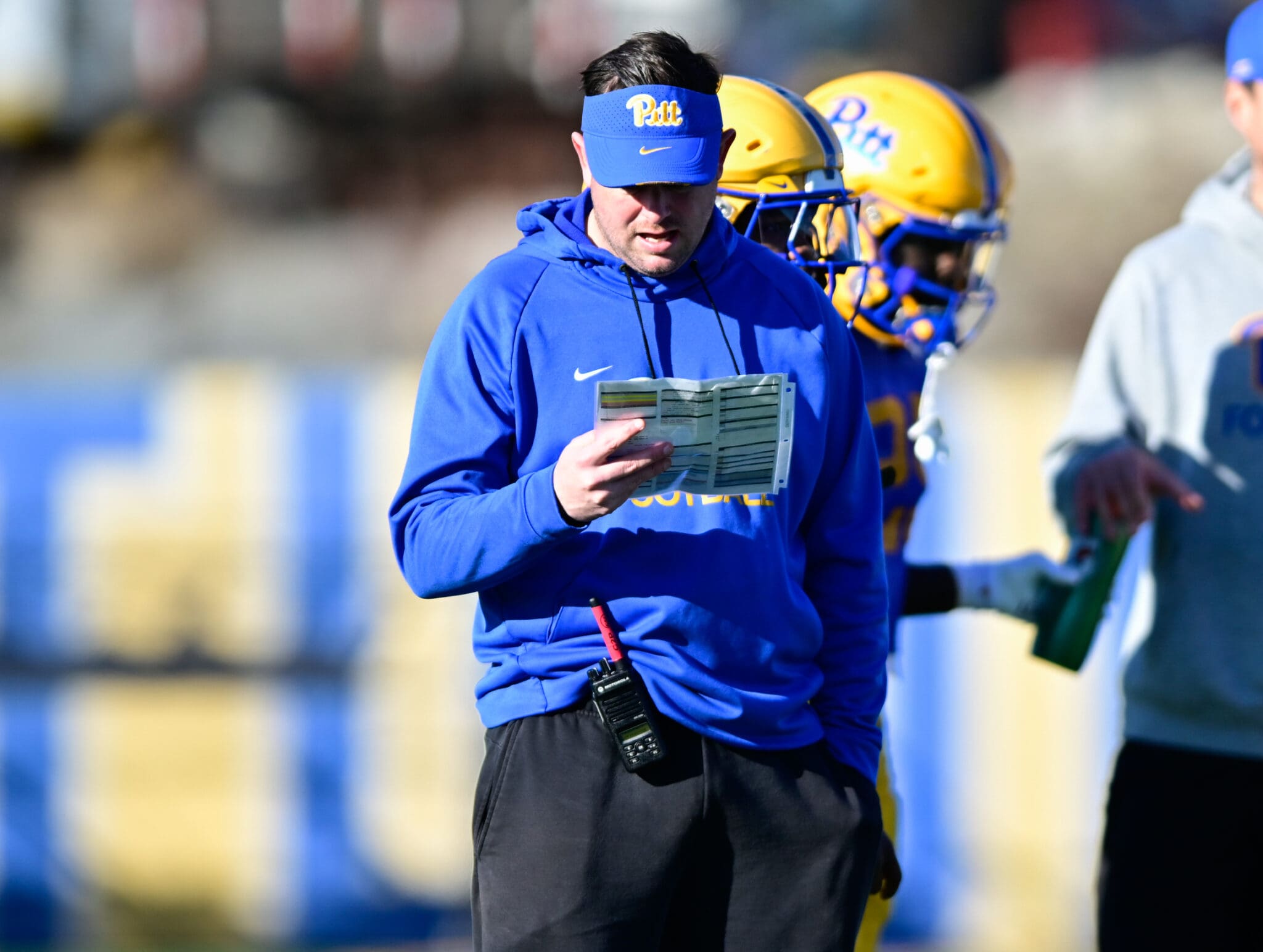 Pitt offensive coordinator Kade Bell. March 18, 2025 / Ed Thompson. PSN.
