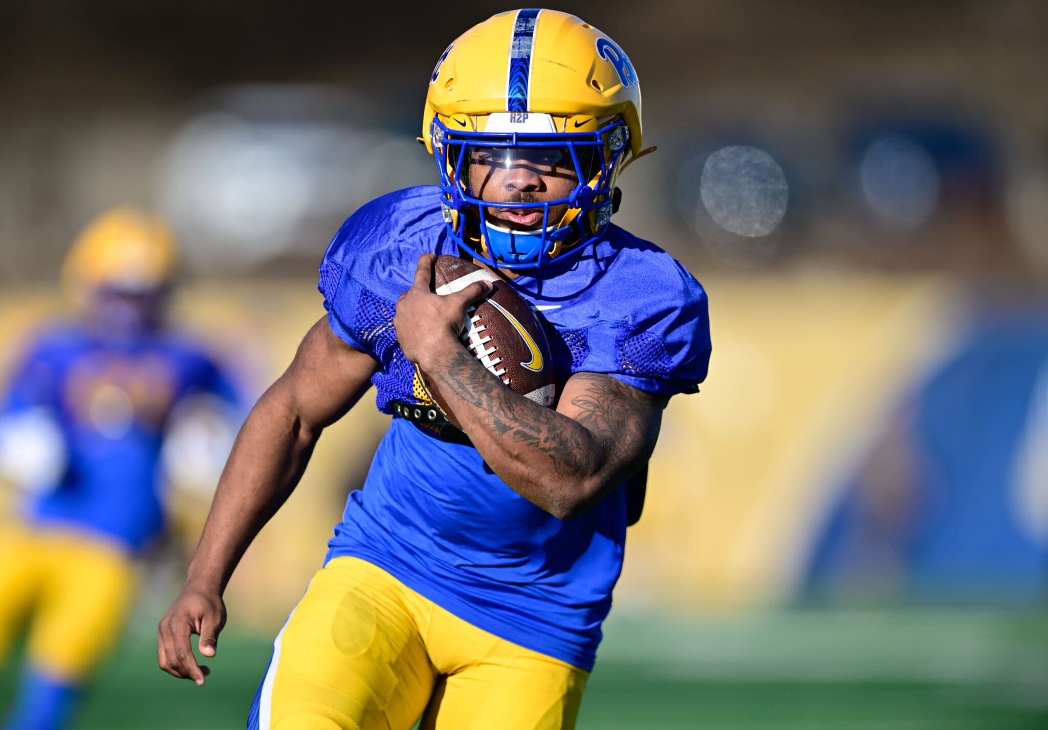 Pitt running back Desmond Reid during spring practice on March 18, 2025 / Ed Thompson. PSN.