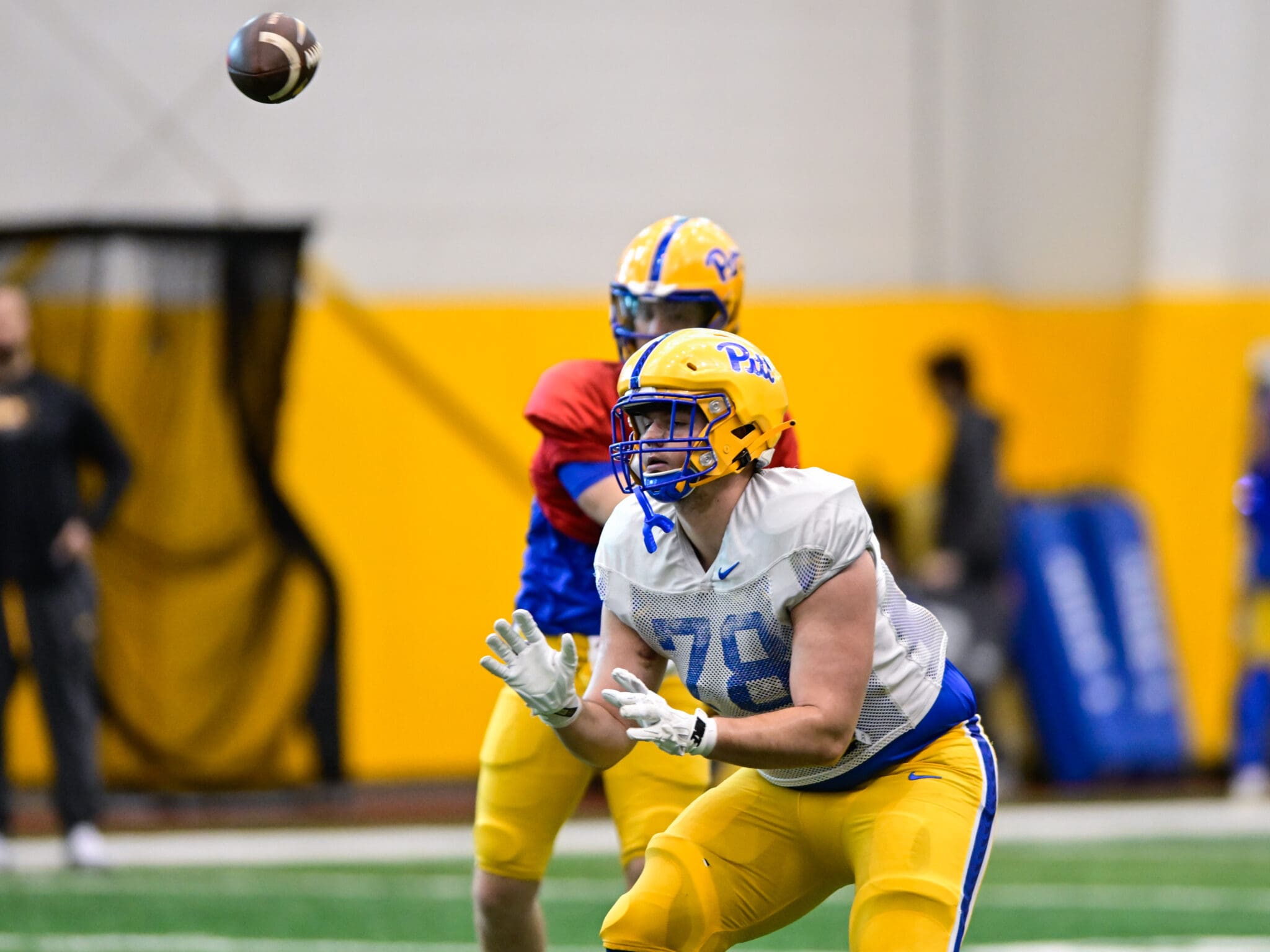 Pitt offensive tackle Jeff Persi, who transferred in after five years at Michigan. March 24, 2025 / Ed Thompson. PSN.