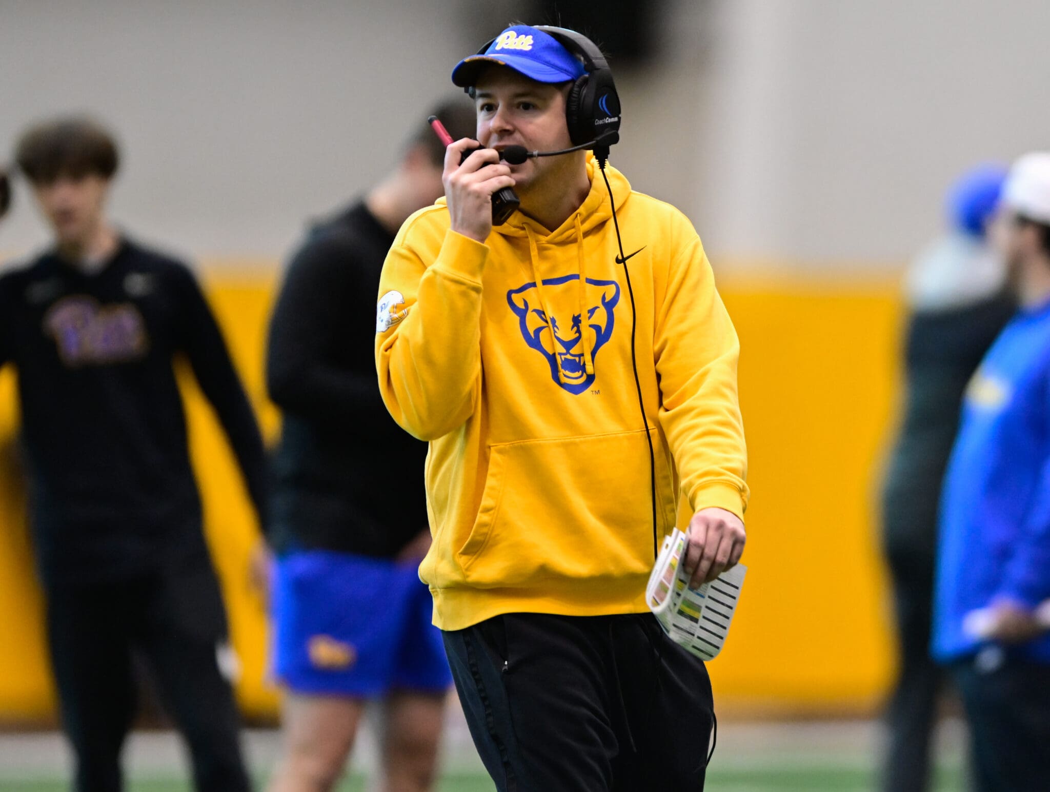 Pitt offensive coordinator Kade Bell. March 27, 2025 / Ed Thompson. PSN.