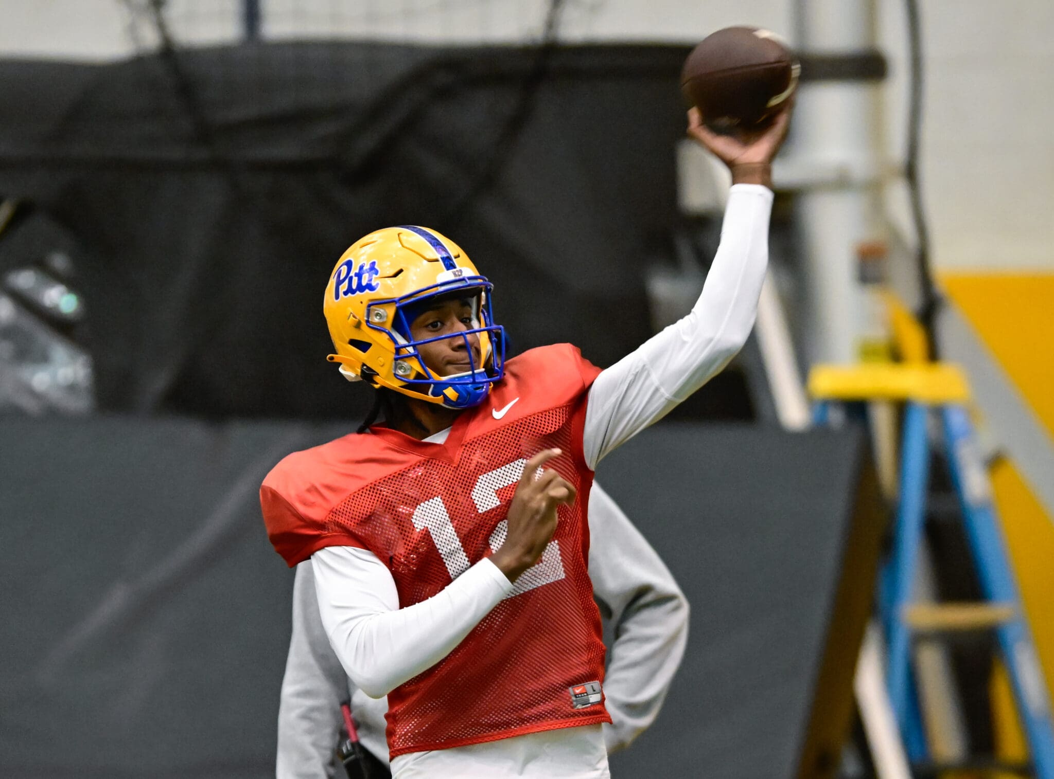 Former Pitt quarterback Julian Dugger during spring practice on April 3, 2025 -- Ed Thompson / PSN. 