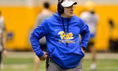 Pitt head coach Pat Narduzzi at spring practice on April 3, 2025 / Ed Thompson. PSN.
