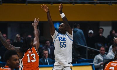 Pitt forward Zack Austin vs. Syracuse. Photo credit: Pitt Athletics.