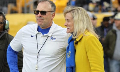 Pitt Director of Athletics Heather Lyke and football coach Pat Narduzzi, NCAA