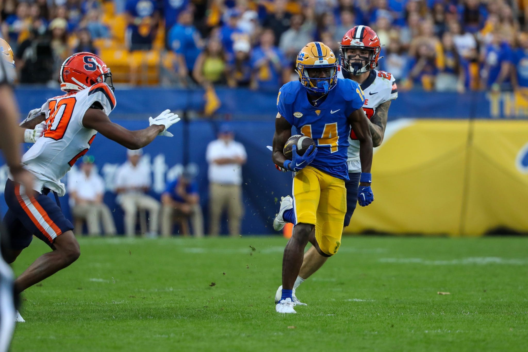 Pittsburgh Panthers wide receiver Myles Alston looks on during the