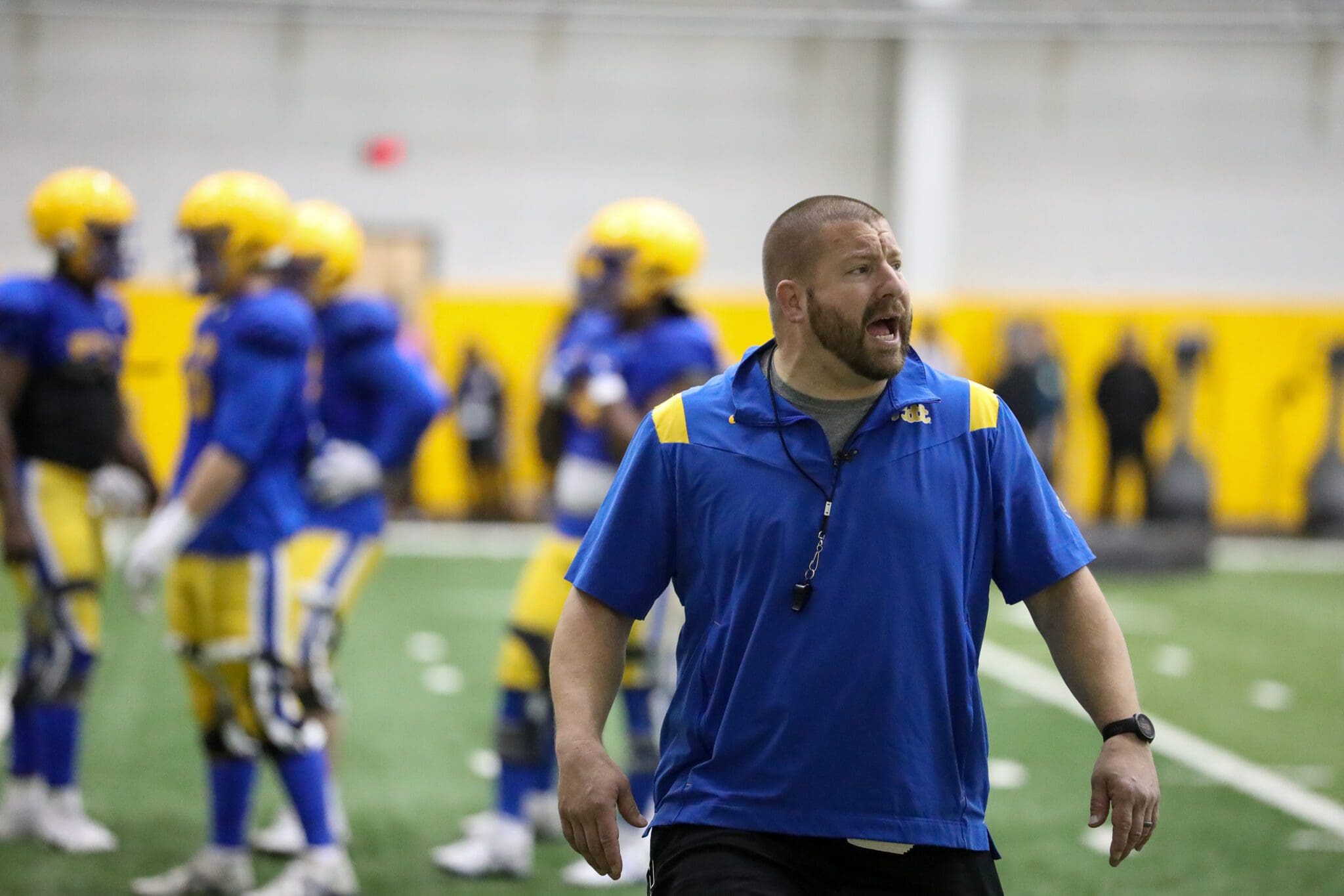 Pitt defensive line coach Tim Daoust. April 2, 2024 / David Hague. PSN.