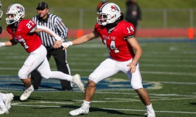 Pitt commit and Peters Township defensive end Reston Lehman during the 2023 WPIAL Class 5A championship. Nov. 18, 2023 -- David Hague / PSN