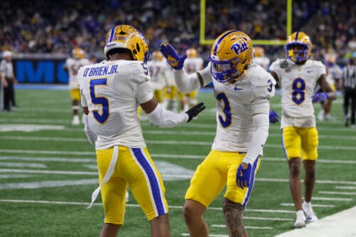 Pittsburgh Panthers safety P.J. O'Brien (5) Pittsburgh Panthers safety Donovan McMillon (3) December 26, 2024 David Hague/PSN