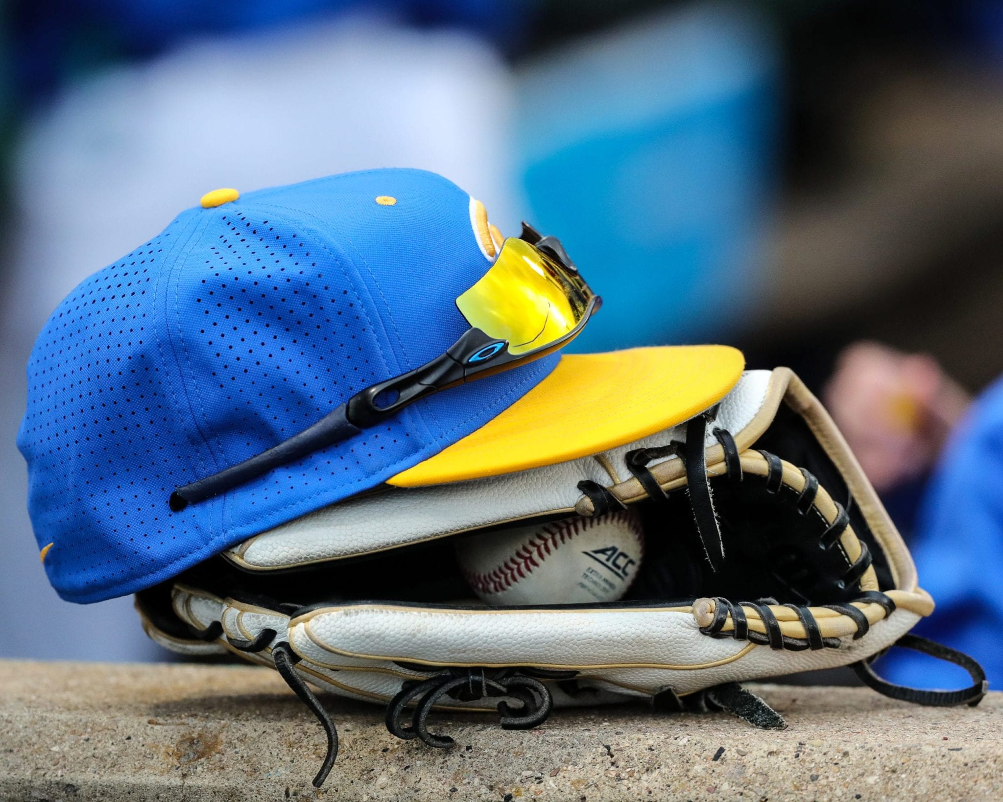 Pitt baseball hat, ball in glove