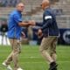 Pitt football head coach Pat Narduzzi and Penn State football head coach James Franklin shake hands