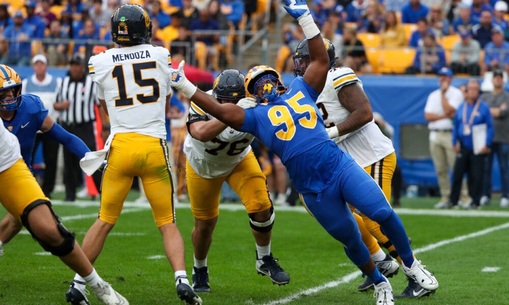 Pitt defensive tackle Francis Brewu.