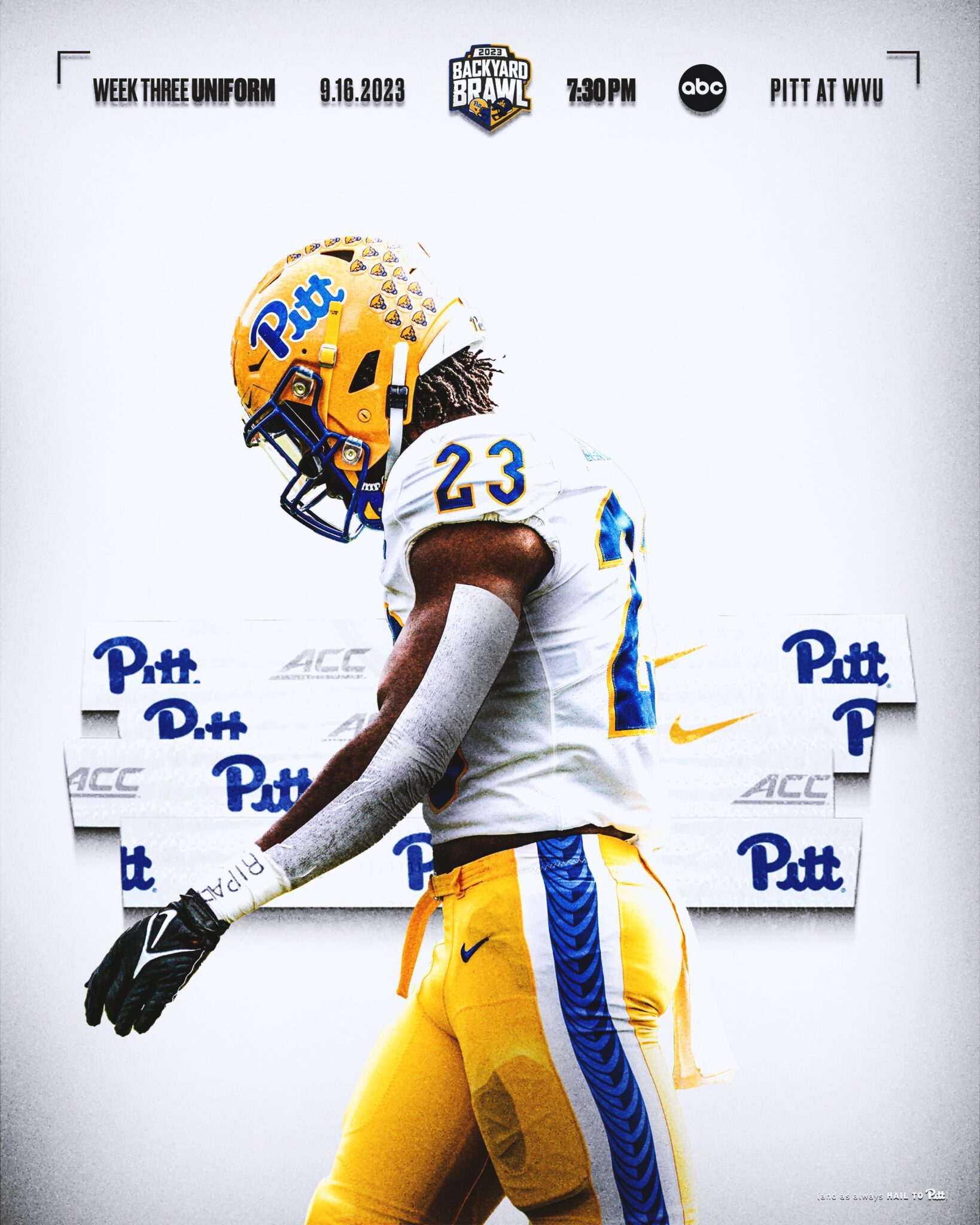 Pitt football uniforms for 2023 Backyard Brawl.