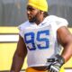 Pitt defensive tackle Francis Brewu