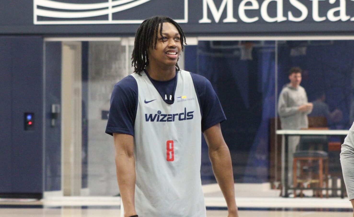 Former Pitt basketball star Carlton "Bub" Carrington plays for the NBA's Washington Wizards. Here he is at practice on October 24, 2024. Photo via George Michalowski.