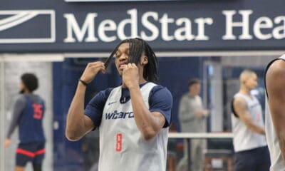 Former Pitt basketball star Carlton "Bub" Carrington plays for the NBA's Washington Wizards. Here he is at practice on October 24, 2024. Photo via George Michalowski.