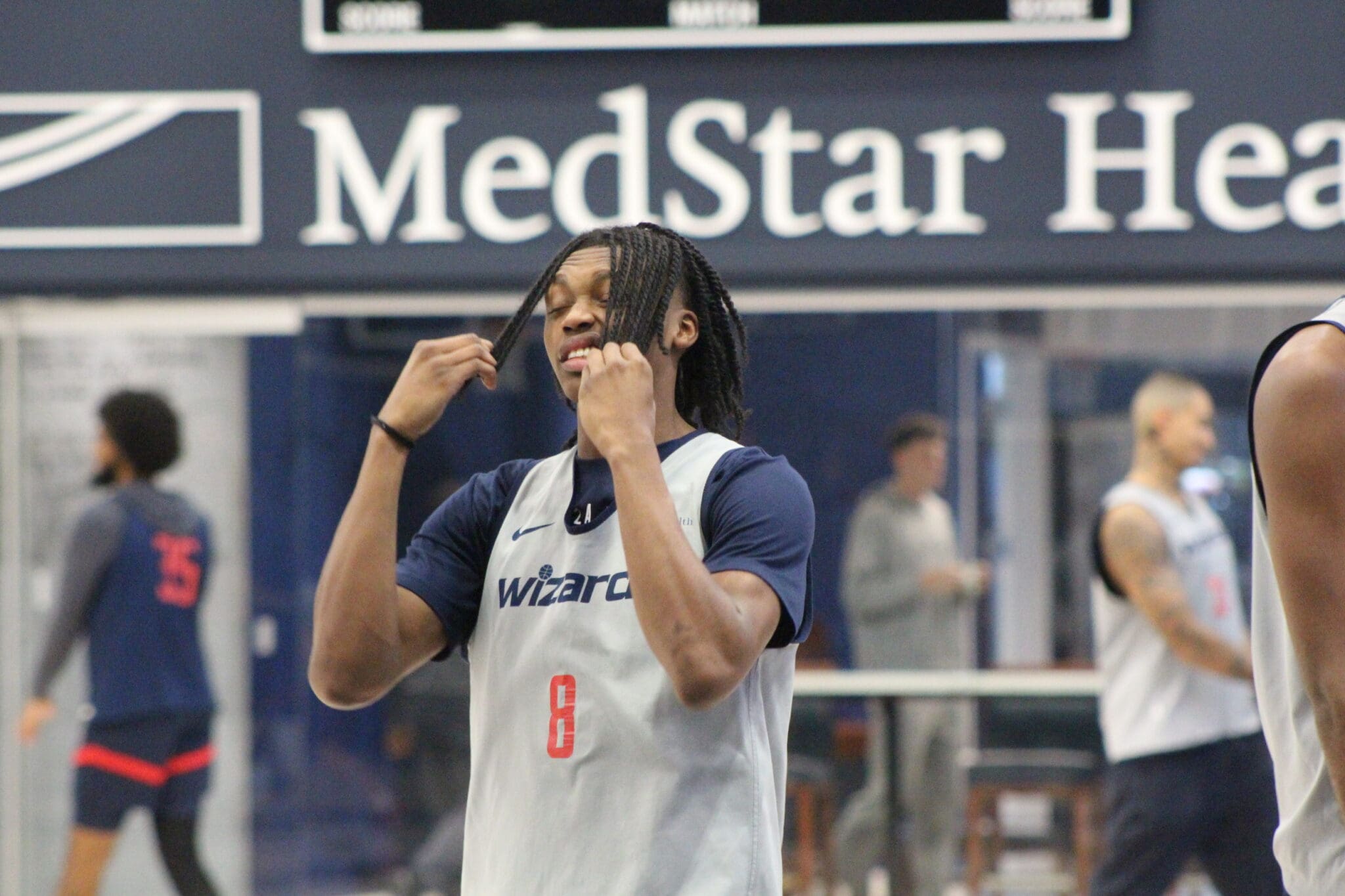 Former Pitt basketball star Carlton "Bub" Carrington plays for the NBA's Washington Wizards. Here he is at practice on October 24, 2024. Photo via George Michalowski.