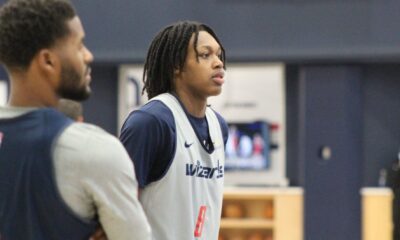 Former Pitt basketball star Carlton "Bub" Carrington plays for the NBA's Washington Wizards. Here he is at practice on October 24, 2024. Photo via George Michalowski.