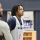 Former Pitt basketball star Carlton "Bub" Carrington plays for the NBA's Washington Wizards. Here he is at practice on October 24, 2024. Photo via George Michalowski.