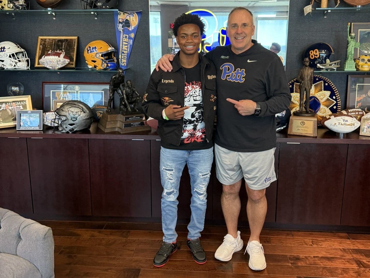 Pitt three-star wide receiver commit Dylan Wester on his spring visit. Photo courtesy of Dylan Wester.