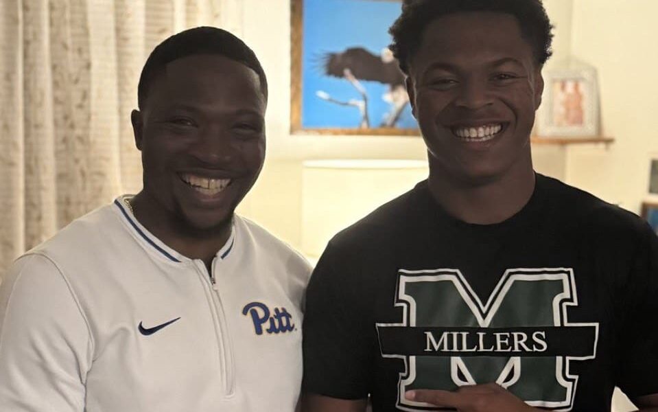 Pitt running backs coach met with four-star prospect Damon Ferguson for an in-home visit. Photo courtesy of Ferguson's X account.
