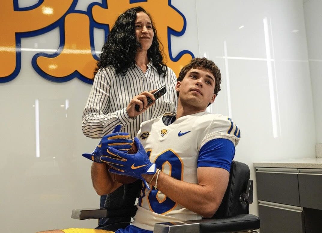 Pitt football lands a late commitment in the 2025 class from John Wetzel of nearby Greater Latrobe High School. Photo courtesy of Wetzel's X account.