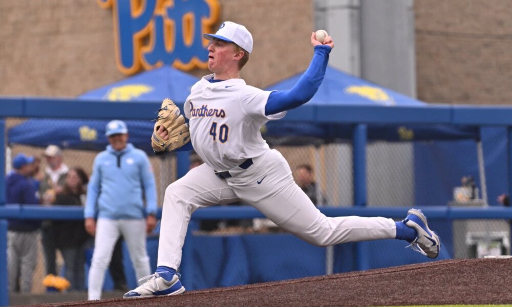 Pitt pitcher Ryan Reed was selected in the 15th round of the 2025 MLB Draft. Photo credit: Pitt Athletics.