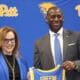 Pitt athletic director Allen Greene and Pitt chancellor Joan Gabel