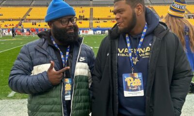 JaySean Richardson while on a gameday visit to Pitt in November. Photos courtesy of Varina HS Football Recruiting on X.