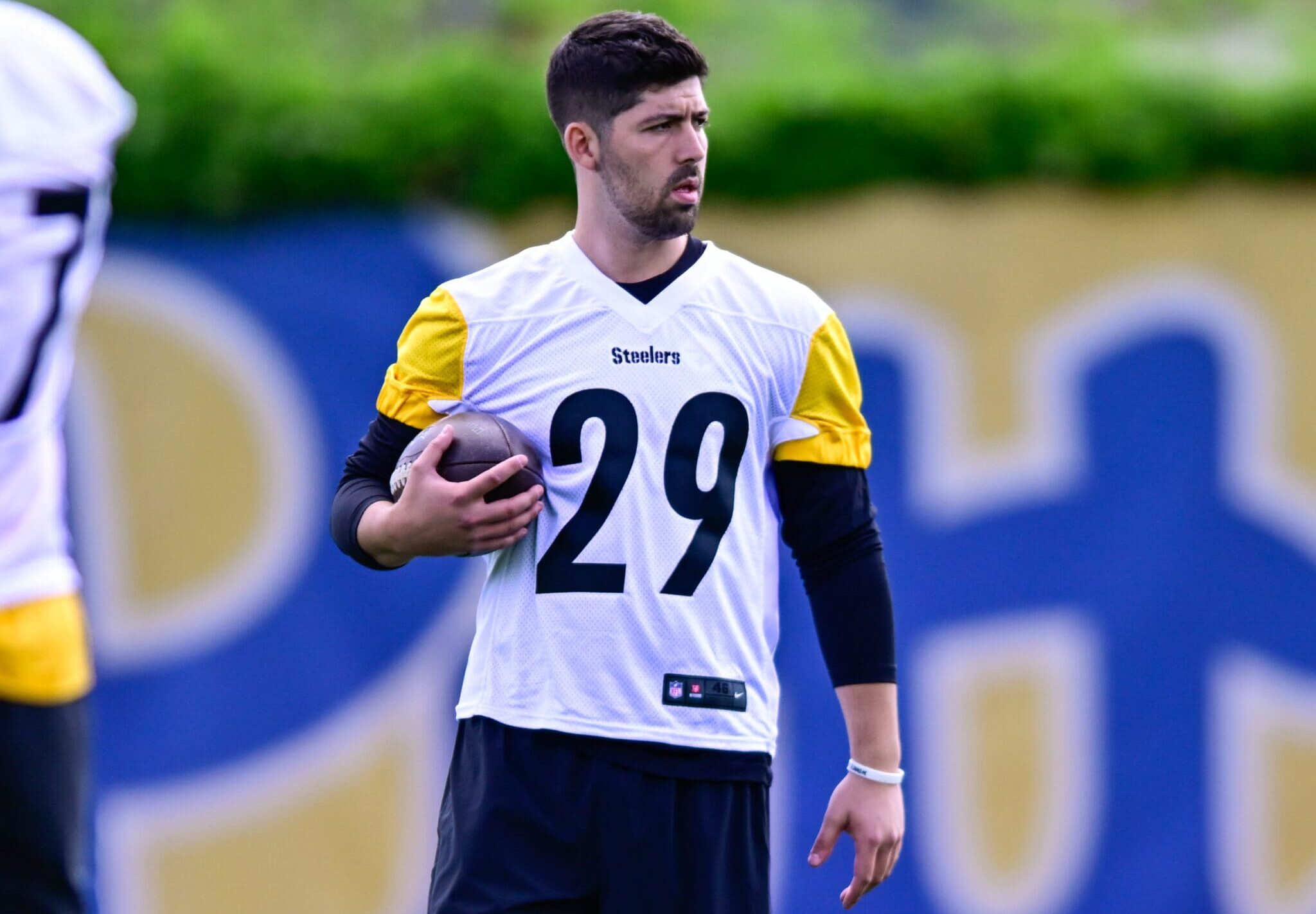 Former Pitt kicker Ben Sauls at Pittsburgh Steelers rookie minicamp. May 9, 2025 / Ed Thompson. PSN.