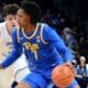 Pitt guard Carlton Carrington drives against UNC in the ACC Tournament semifinals on Friday, March 15, 2024 at Capital One Arena in Washington, D.C. (Mitchell Northam / Pittsburgh Sports Now)