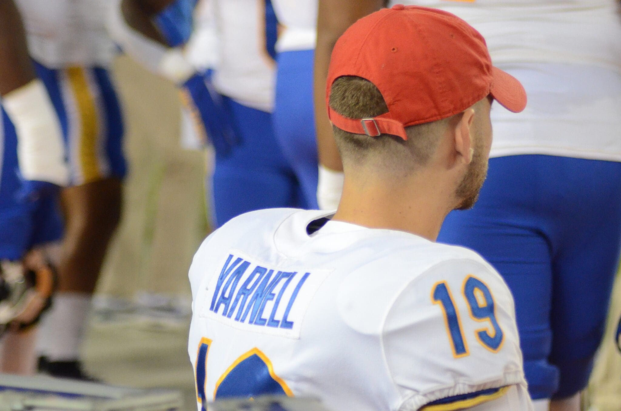 Pitt backup QB Nate Yarnell watches as the Panthers face Virginia Tech on Saturday, Sept. 30, 2023 in Blacksburg, Virginia. (Mitchell Northam / Pittsburgh Sports Now.)