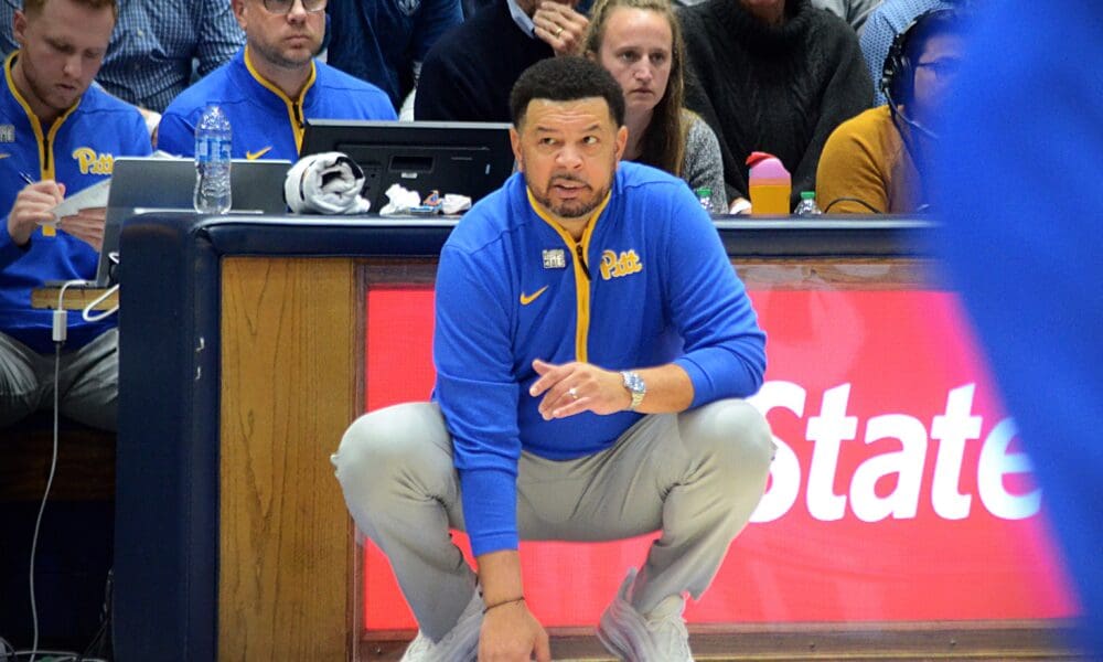 Pitt coach Jeff Capel watches his team as they played against Duke on Jan. 7, 2025, in Cameron Indoor Stadium in Durham, N.C. (Mitchell Northam / Pittsburgh Sports Now)