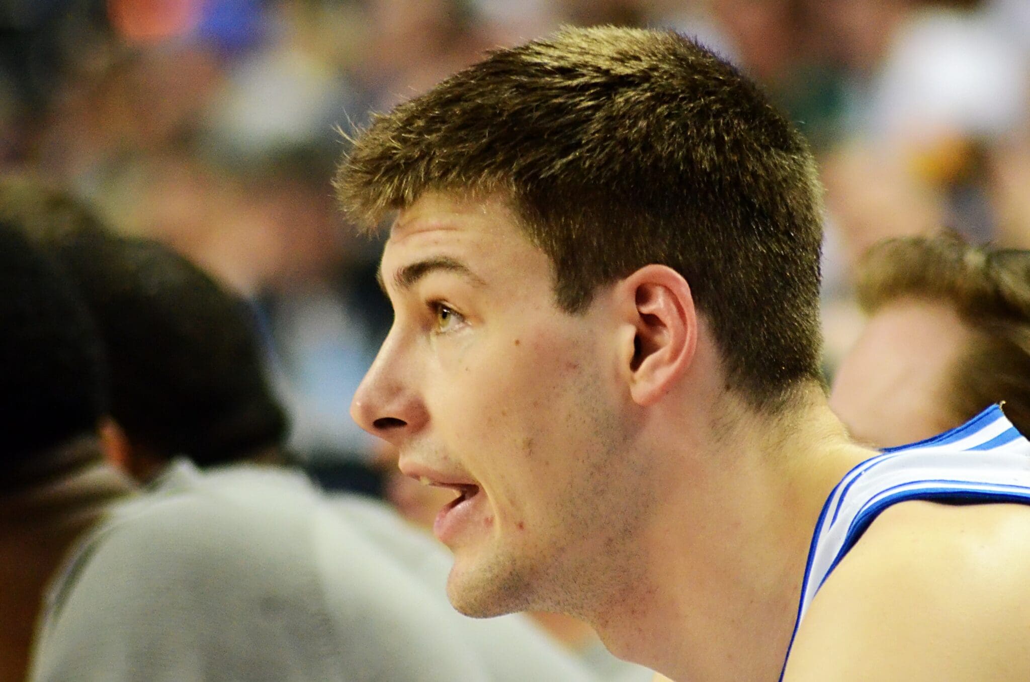 Blue Devils forward Kyle Filipowski as Pitt faces Duke in the ACC Tournament quarterfinals in Greensboro, N.C. on March 9, 2023. (Mitchell Northam / Pittsburgh Sports Now)