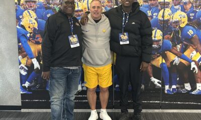 Pitt 2026 target Chris Tangelo with Pat Narduzzi during a spring visit Thursday. Photo courtesy of Christ Tangelo.