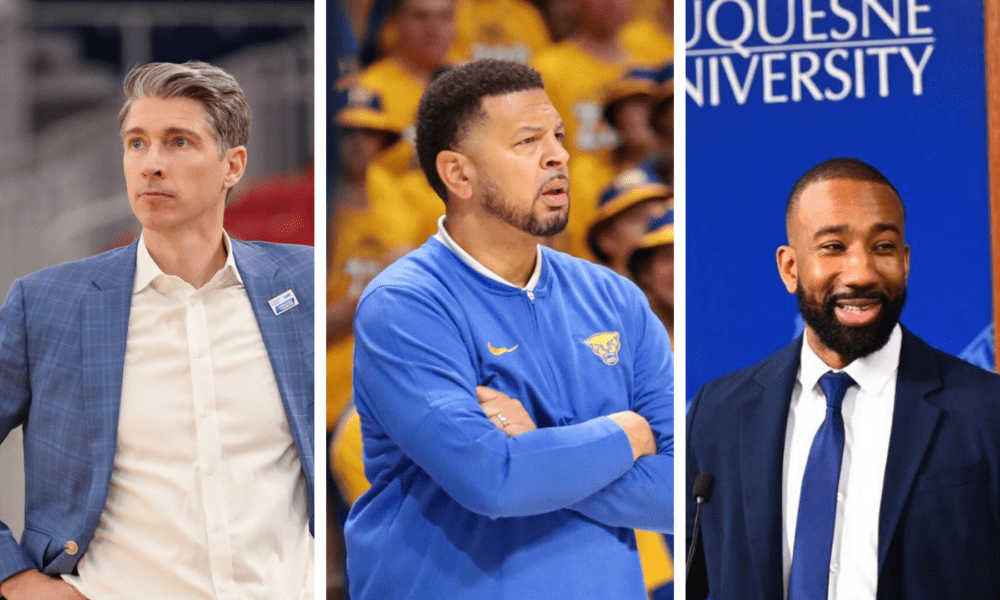 Pitt, Duquesne, and Robert Morris' basketball staffs have been busy recruiting throughout the month of July. From left to right: Andy Toole, Jeff Capel, Dru Joyce III