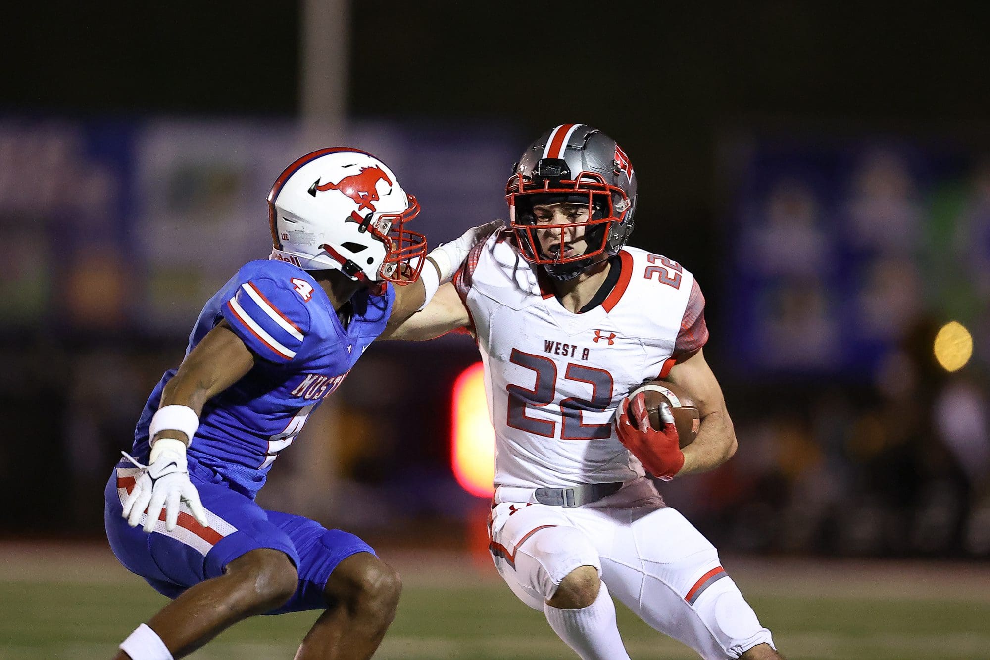Laurel Highlands defensive back Antwan Black Jr. makes a tackle against a West Allegheny player